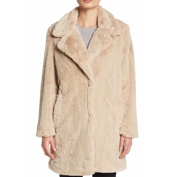 Lucky Brand Size L Tan MISSY Faux Fur Soft Fuzzy Coat - Picture 2 of 10
